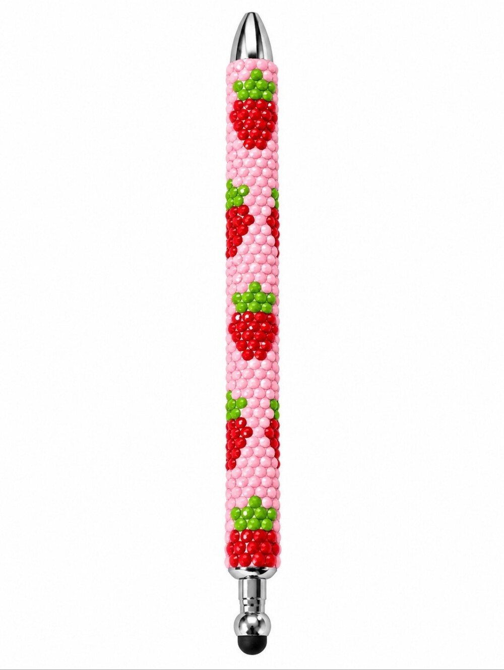 Handmade Strawberry Diamond Dot Refillable Gel Pen Stylus Pink Teacher Gift